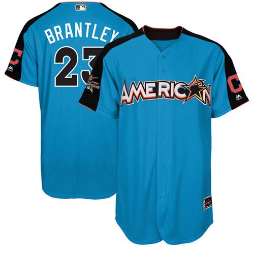 Indians #23 Michael Brantley Blue All-Star American League Stitched MLB Jersey